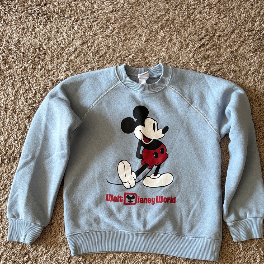 Disney Baby Blue Mickey Mouse Graphic Crewneck Sweatshirt